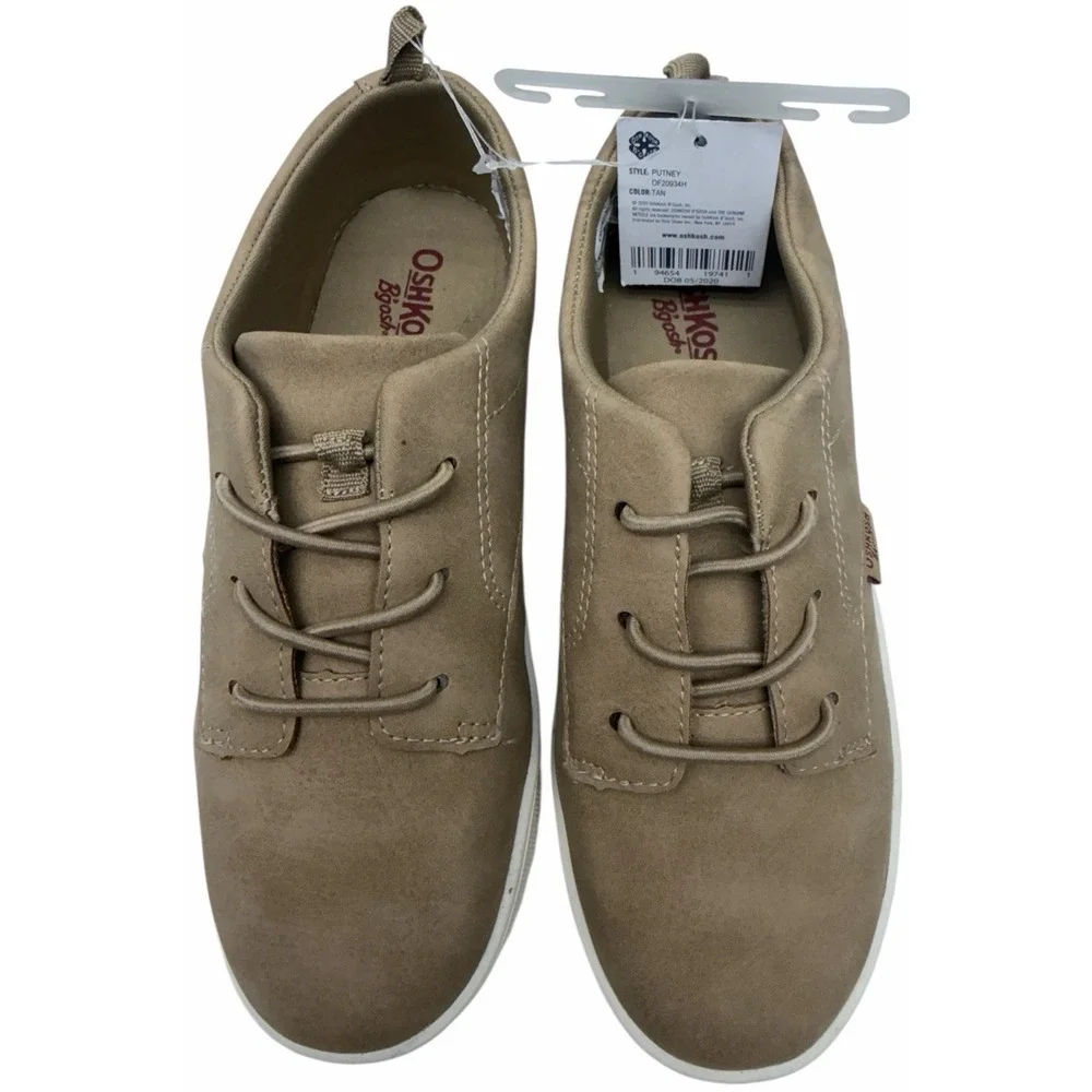 NWT OshKosh B'gosh Boy's Slip-On Faux Suede Putney Oxford Sneaker Tan Sz-3 Month